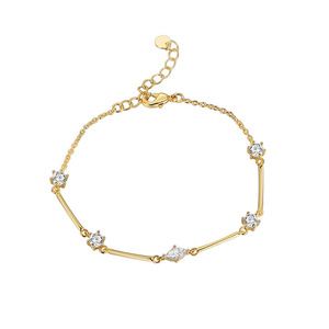Women's New Design Trendy Fashion Charm <b>Bracelet</b> with Thin Chain Zircon 18k PVD Gold Plated Geometric Jewelry Customizable Stock - Product Image 5