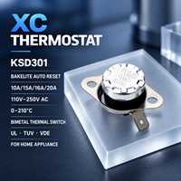 Thermostat XC KSD301 en bakélite à réinitialisation automatique 15A/16A/20A 110V/125V/220V/250V AC 0-210 ° Interrupteur thermique bimétallique UL TUV VDE