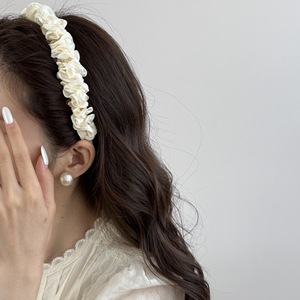 Serre-tête plissé en satin Super Féerique, style japonais et coréen, doux et élégant, en résine plastique, fait main, pour mariage - Product Image 2