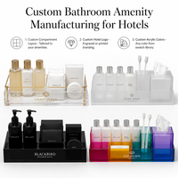 Ensemble d'accessoires de salle de bain d'hôtel en acrylique usiné CNC sur mesure, plateau à articles de toilette, porte-brosse à dents, couvercle de boîte à mouchoirs, Chine