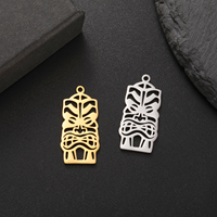 Pendentif Masque de Clown Creux en Acier Inoxydable Plaqué Or PVD pour Hommes et Femmes, Accessoire de Bijouterie pour Collier et Bracelet