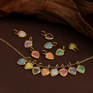 Acero inoxidable esmalte impermeable rojo personalizado oro encanto corazón collar - Product Image 4