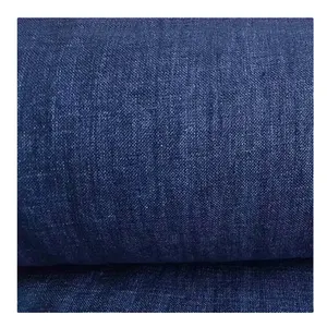 100% French Linen stoff, Flax leinen garn gefärbt jeans farbe stoff großhandel