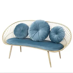 Salone di bellezza soggiorno stile nordico doppio lusso tessuto negozio di abbigliamento divano in ferro battuto nail sedia