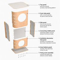 Maison pour chat en bois de luxe avec entrée cintrée, structure en bois massif, coussin intérieur moelleux, nid semi-fermé pour chambre à coucher de chat