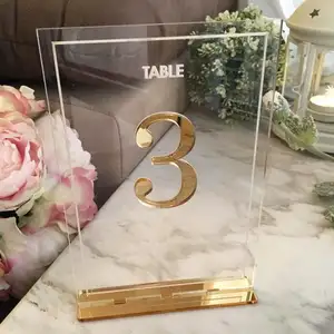 Números de mesa de boda acrílicos con soportes, letreros y soportes de mesa transparentes, perfectos para eventos de recepción y fiesta