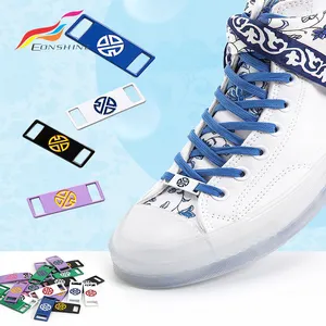 Nieuwste Metalen Plaat Schoen Decoratie Tag Ronde Blauw En Wit China Logo Schoenveter Charme Patch Voor Schoenen