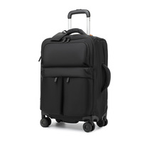 Valise souple légère à roulettes, bagage cabine en nylon avec compartiment pour ordinateur portable, sac de voyage durable à roulettes pour les séjours de nuit