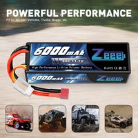 Batterie Lipo Zeee 11.1V 3S 80C 6000mAh avec boîtier rigide et connecteur Deans pour véhicules RC à l'échelle 1/8 1/10, voitures, camions, bateaux
