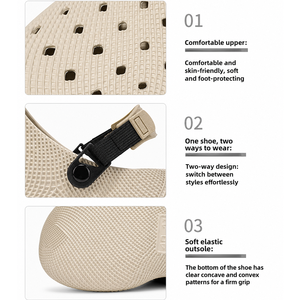 Sabots en EVA noirs imprimés pour hommes, avec sangle tressée et boucle réglable, pantoufles ventilées, chaussures décontractées type mule, antidérapantes pour l'été, commande en gros - Product Image 4