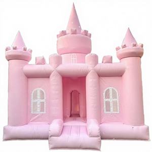 Enjoy High Quality Pastel Pink PVC Portable <b>Inflatable</b> Bouncy Castle Jumping Commercial Outdoor Bounce <b>House</b> WINWAYTOYS 4x4m - Product Image 1