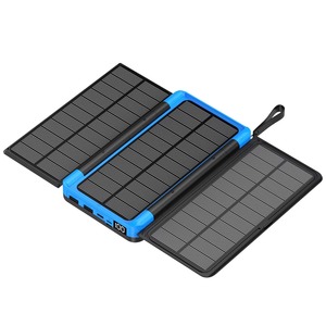 เครื่องชาร์จพลังงานแสงอาทิตย์แบบพับได้ไร้สาย 10000mAh/20000mAh ช่องเสียบ USB คู่ Type-C พร้อมไฟฉาย LED สำหรับตั้งแคมป์ กิจกรรมกลางแจ้ง และกรณีฉุกเฉิน - Product Image 1