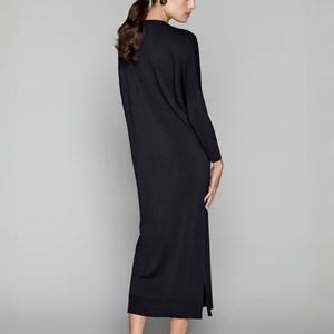 Elegant Luxury Knit Women's Dolman <b>Long</b> Sleeve Maxi <b>Dress</b> with Natural Waist Custom Solid Color Front Button Eco-Friendly Fabric - Product Image 2