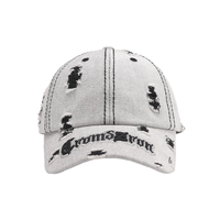 Gorra de béisbol ajustable de mezclilla sólida, estilo camionero de 6 paneles, con visera curva, lavada, desgastada y con efecto vaquero rasgado.