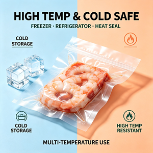 Food Grade PE <b>Vacuum</b> <b>Bag</b> 3 Side Seal Pouch Transparent Packaging for Shrimp Seafood Frozen Food - Product Image 5