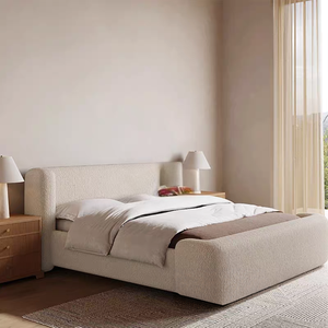 <span class=keywords><strong>Letto</strong></span> <span class=keywords><strong>Matrimoniale</strong></span> in Tessuto Semplice Italiano 1,8m Stile Nordico di Lusso Leggero Color Crema per Piccoli Appartamenti e Ville - Product Image 3