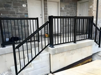 Rampe d'escalier moderne en fer et acier inoxydable avec verre pour balcon, installation DIY, résistante aux intempéries, pour cour extérieure, villa et hôtel