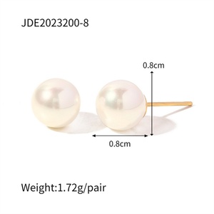 ต่างหูสแตนเลสสตีลชุบทอง 18k ประดับมุกน้ำจืดคุณภาพสูง - Product Image 5