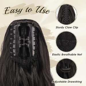 Tổng hợp lớp Claw <span class=keywords><strong>Clip</strong></span> đuôi ngựa phần mở rộng sóng Pony đuôi hairpieces dài xoăn lượn sóng Claw <span class=keywords><strong>clip</strong></span> trong phần mở rộng tóc đuôi ngựa - Product Image 4