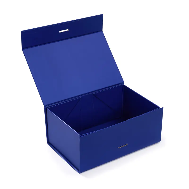 कम MOQ कई रंग उपलब्ध बॉक्स रिबन बो कठोर फ्लैट चुंबकीय तह उपहार बॉक्स हैंडल के साथ