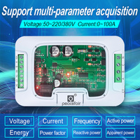 Módulo Medidor de Energía Trifásico PZEM-6L24 100A 380V RS485 Modbus RTU con Monitor de Potencia kWh PF Frecuencia Bobina CT Precisión 1.0