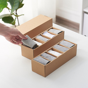 Kraft Paper Drawer Storage <b>Box</b> With Partitions For Underwear And Socks Organizer Rectangle Standing Type - Product Image 3