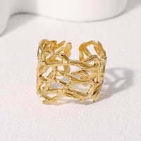 Minimalisti scher Edelstahl ring Schneller Versand 18 Karat Vergoldung Hohl Breitband Mode Ringe für Hochzeits schmuck
