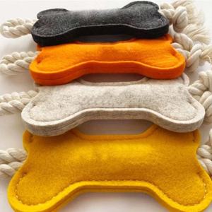 Jouet interactif pour chien en feutre avec nœud de corde, jouet à mâcher en forme d'os pour chiots et animaux agressifs, jouet d'entraînement à mâcher pour chien - Product Image 6