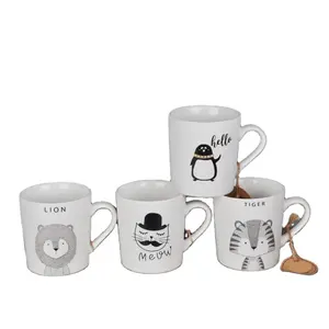 Atacado 8oz 12oz Nordic Ceramic Cup com Cartoon Design Gift Porcelain Cup para crianças