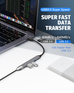 Hub <span class=keywords><strong>USB</strong></span> 3.0 4 ports ultra-fin tressé <span class=keywords><strong>pour</strong></span> <span class=keywords><strong>MacBook</strong></span>, Mac <span class=keywords><strong>Pro</strong></span>, Mac Mini, iMac, Surface <span class=keywords><strong>Pro</strong></span>, XPS, PC, clé <span class=keywords><strong>USB</strong></span>, disque dur mobile - Product Image 6