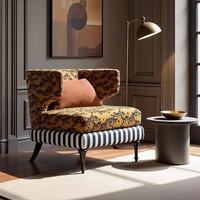Fauteuil rétro français en bois massif pour les petits espaces, chambre à coucher, salon, chaise longue simple, chaise de loisirs de style vintage