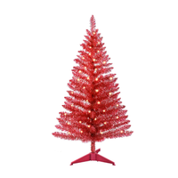 JQ Arbre de Noël artificiel rouge de luxe de 1,2 m de haut, en PET brillant, décoration moderne pour les fêtes, idéal pour le salon, le bar et la maison