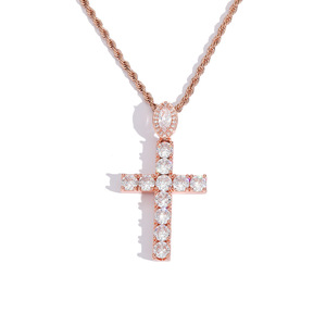 <b>Cross</b> pendant, hip hop jewelry, copper inlaid zircon, large zircon buckle <b>cross</b> pendant <b>chain</b>. - Product Image 5