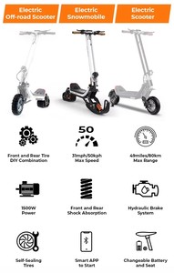 Scooter Eléctrico Convertible 3 en 1, el Primer Modelo de su Tipo, G63, Scooter Eléctrico para <span class=keywords><strong>Nieve</strong></span>/Todoterreno, Conducción en Todas las <span class=keywords><strong>Estaciones</strong></span> con Batería de Liberación Rápida - Product Image 4