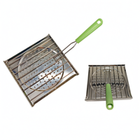 Grille de cuisson carrée multifonction pour viande et saucisses, en acier inoxydable 430, avec poignée en plastique