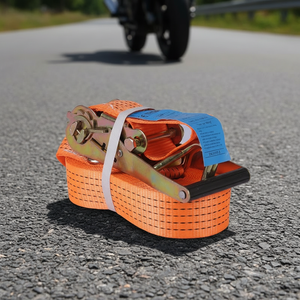 Sangles d'arrimage à cliquet 75 mm 9T en polyester, ceinture tissée à points GS, crochet en S, poignée en aluminium, robustes pour le transport de marchandises - Product Image 1