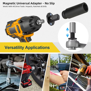 Набор из 4 низкопрофильных магнитных переходников для ударных головок: 3/4 дюйма (штекер) на 1/2 дюйма (гнездо), 1/2 дюйма (штекер) на 3/8 дюйма (гнездо), 3/8 дюйма (штекер) на 1/4 дюйма (гнездо) - Product Image 5