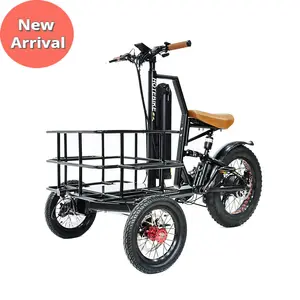 Satılık 20 inç elektrikli kargo bisikleti yağ lastik motosiklet elektrikli üç teker bisikletler e trike