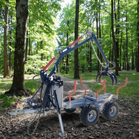 Remorque forestière avec grue pour tracteur, remorques forestières avec grappin, remorque à bois ATV TTC03