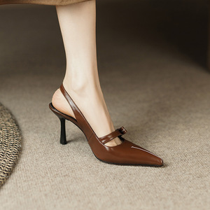 Chaussures en cuir véritable de haute qualité pour femmes, sandales élégantes à bout pointu, talons fins sexy, pour soirées et occasions spéciales. - Product Image 2