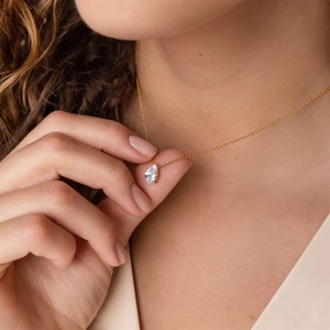 Collar de Cadena de Eslabones de Acero Inoxidable Chapado en Oro de Estilo Occidental, con Colgante en Forma de Gota de Agua Multicolor - Product Image 3