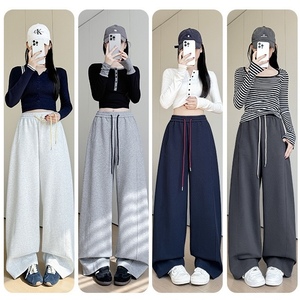<span class=keywords><strong>Pantaloni</strong></span> <span class=keywords><strong>sportivi</strong></span> americani Casual da <span class=keywords><strong>donna</strong></span> autunno inverno nuovi <span class=keywords><strong>pantaloni</strong></span> della tuta larghi dritti a gamba larga a metà pigra foderata in pile - Product Image 5