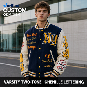 Chaqueta Varsity Personalizada con Bordado Chenille de Alta Calidad para Hombre, Estilo Urbano, Oversize, Retro, Tipo Bomber, de Lana y Cuero PU - Product Image 1