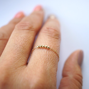 Bague chaîne en or, simple, délicate, petite bague à perles, acier inoxydable, fine, empilable, bijoux - Product Image 4