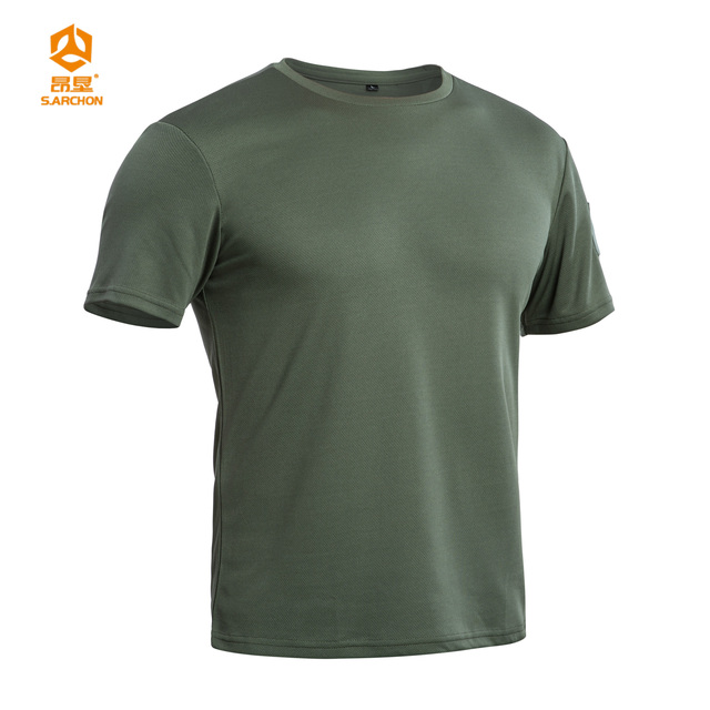 Men's Slim Fit Short Sleeved T-Shirt New Outdoor Tactical Quick Drying in Summer Breathable and Sweat Wicking