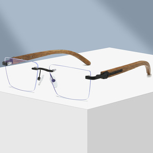 Lunettes <span class=keywords><strong>de</strong></span> <span class=keywords><strong>vue</strong></span> sans monture <span class=keywords><strong>en</strong></span> bambou et <span class=keywords><strong>bois</strong></span> 2026, <span class=keywords><strong>de</strong></span> marque, anti-lumière bleue, pour hommes d'affaires, verres sans monture, pour myopie - Product Image 2