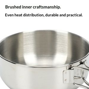 Manufacturer Wholesale Stainless Steel Non-Stick Portable Outdoor <b>Cookware</b> Camping Utensils 2-3 Person Three-piece <b>Set</b> Frying - Product Image 3