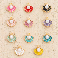 Pendentif coquille en alliage d'huile multicolore Série marine Boucles d'oreilles DIY Accessoires Simulation de pétoncles Bijoux pour enfants