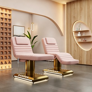 High-End Modern Electric Salon Facial Spa <b>Bed</b> with <b>LED</b> Lighting Adjustable Headrest High-Density Sponge Foldable Design - Product Image 3
