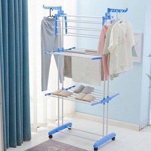 Cedar space Home Folding Laundry <strong>Stand</strong> Metal Iron Telescopic Floor-standing Double Clothes Rack Collapsible Clothes Drying Rack <strong>Hanging</strong> - Product Image 1